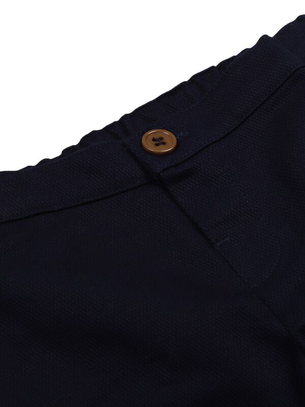 Boys Solid White & Navy Blue Shirt with Short Trouser image number 5